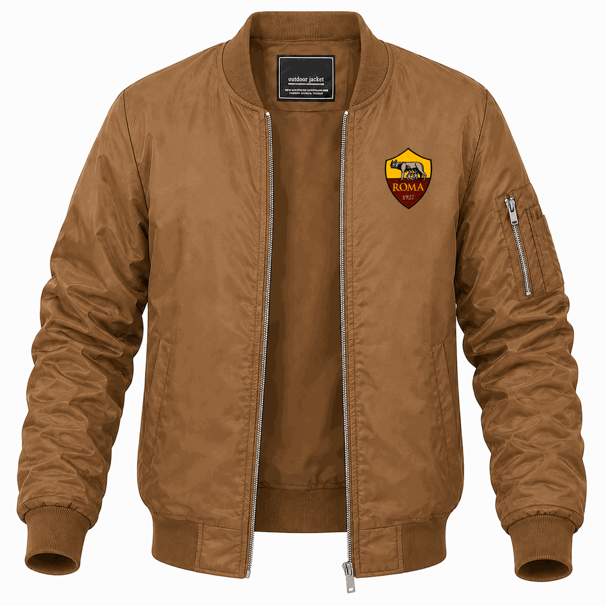 Men's AS Roma FC Lightweight Bomber Jacket - Brown