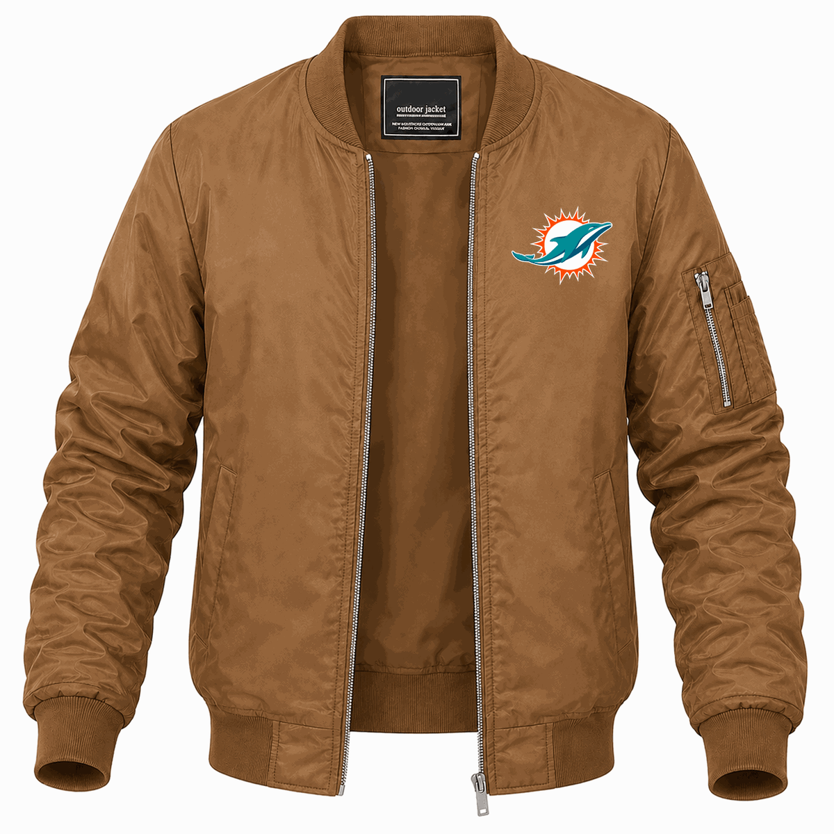 Men's Miami Dolphins Lightweight Bomber Jacket - Brown