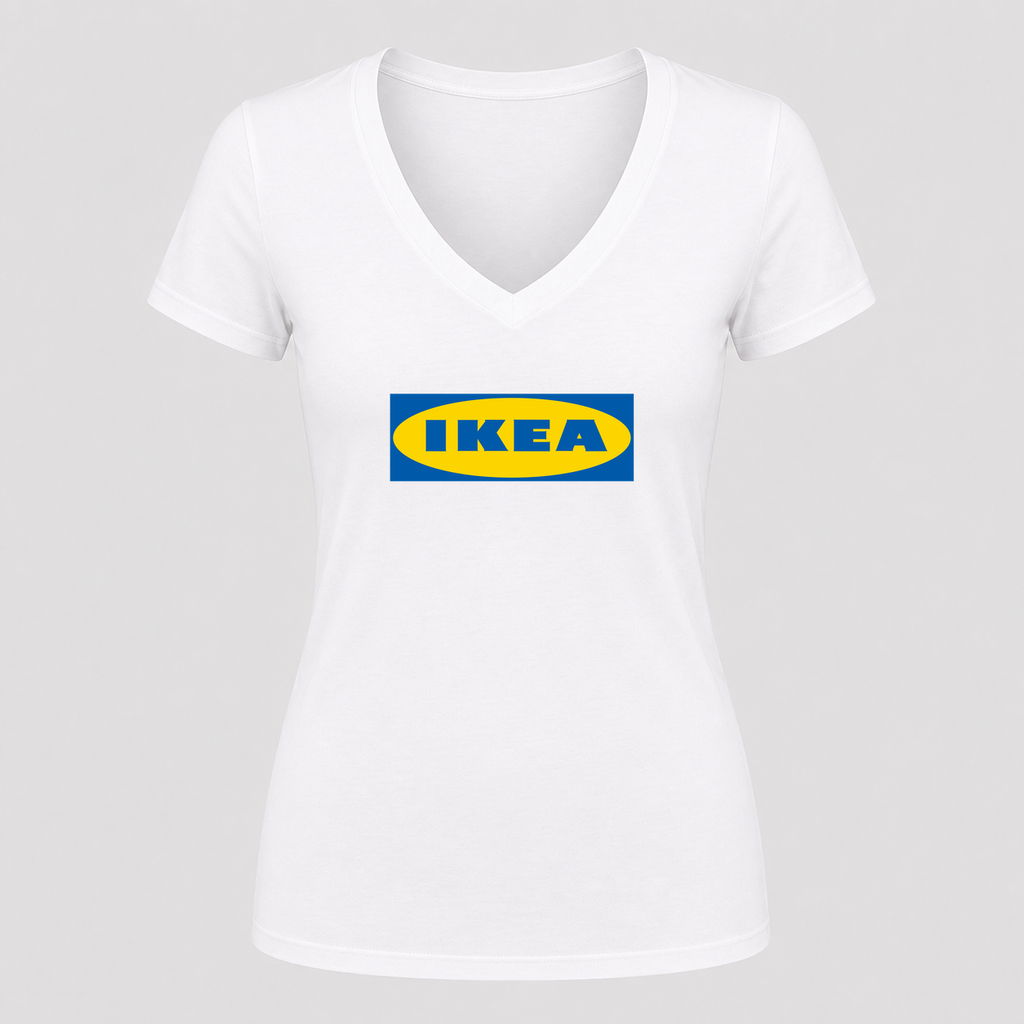 Women's IKEA V Neck T-Shirt in white