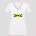 Women's IKEA V Neck T-Shirt in white