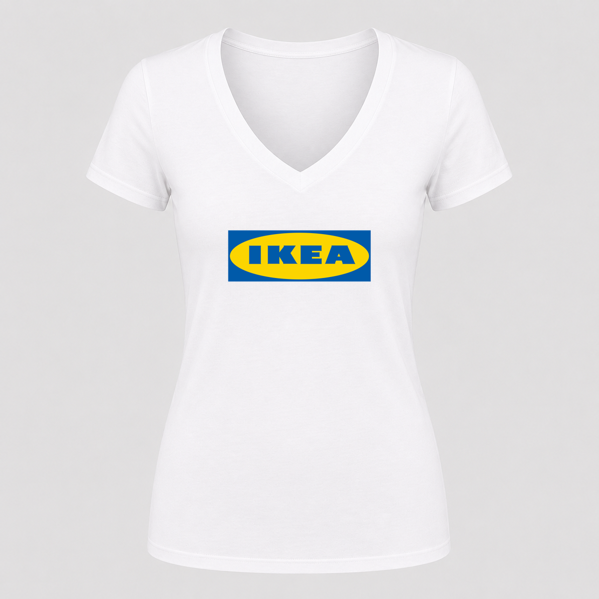Women's IKEA V Neck T-Shirt in white