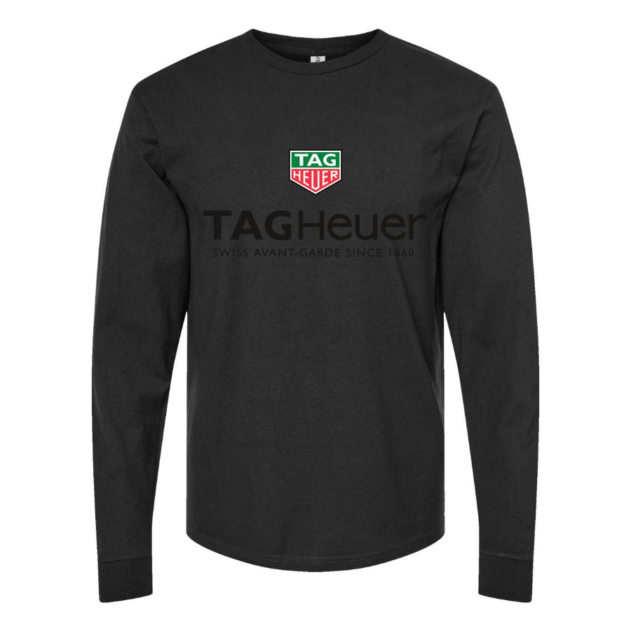 Men's TAG-Heuer-Logo Long sleeves Cotton Blend T-Shirt - Black