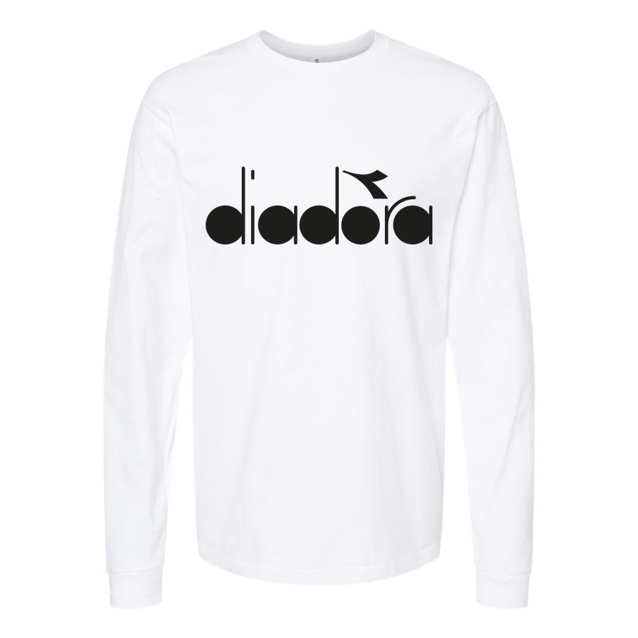 Men's Diadora-logo-1536x864 Long sleeves Cotton Blend T-Shirt - White