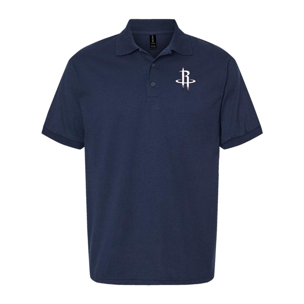Men's Houston Rockets White Logo Dry Blend Polo - Navy