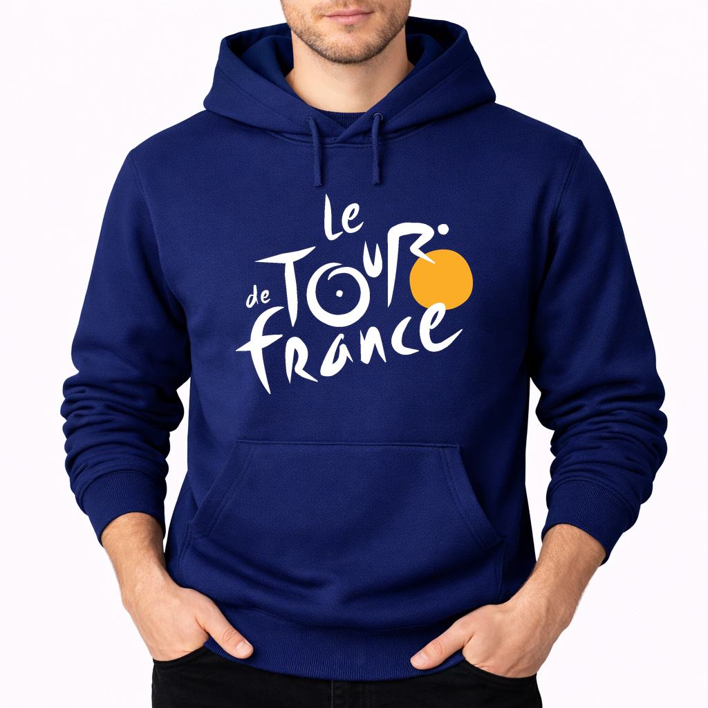 Men's Tour de France White Pullover Hoodie - Navy