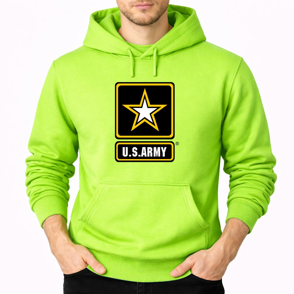 Men's U.S. Army Pullover Hoodie - Lime green