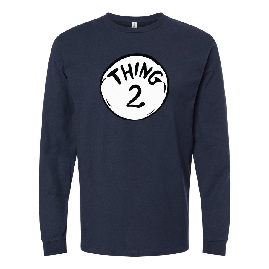 Men's Dr. Seuss Thing 2 Logo Long sleeves Cotton Blend T-Shirt - Navy