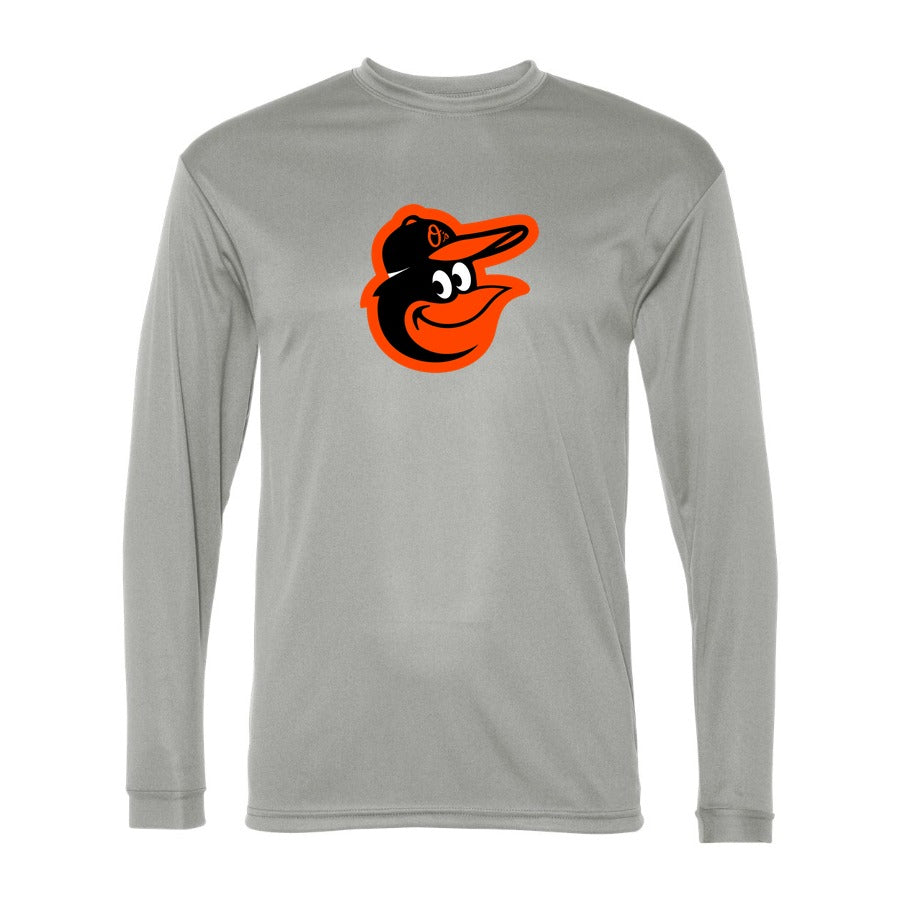 Men's Baltimore Orioles Polyester Long Sleeve T-Shirt - Gray