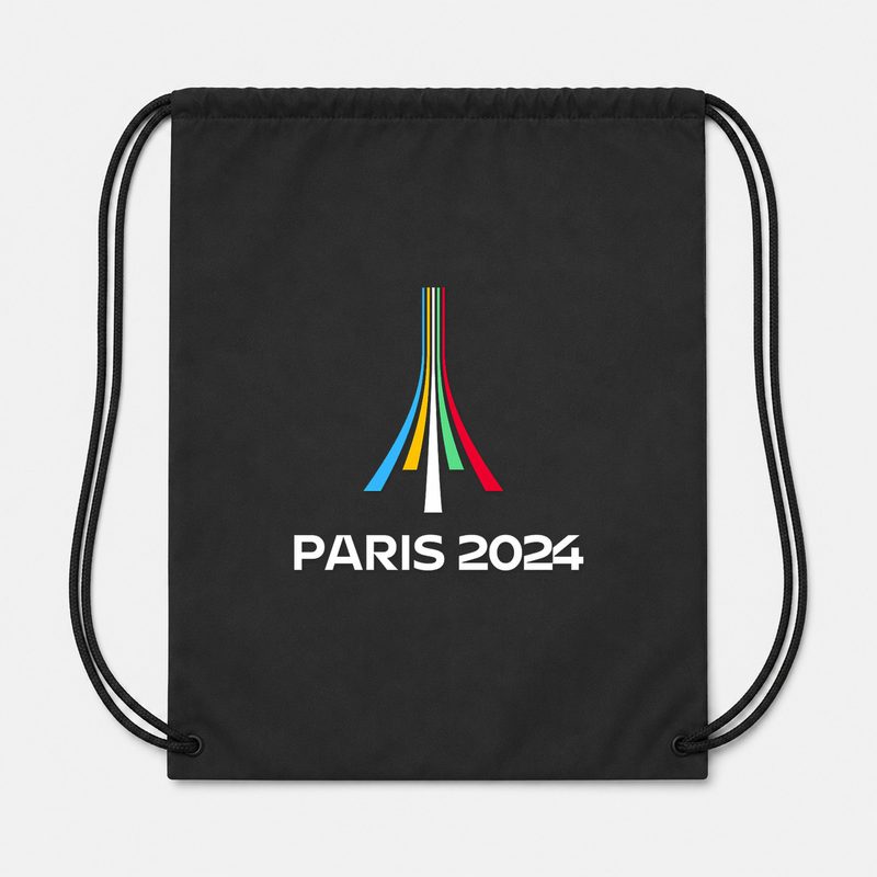 Paris 2024 Olympics White Drawstring Bag - Black