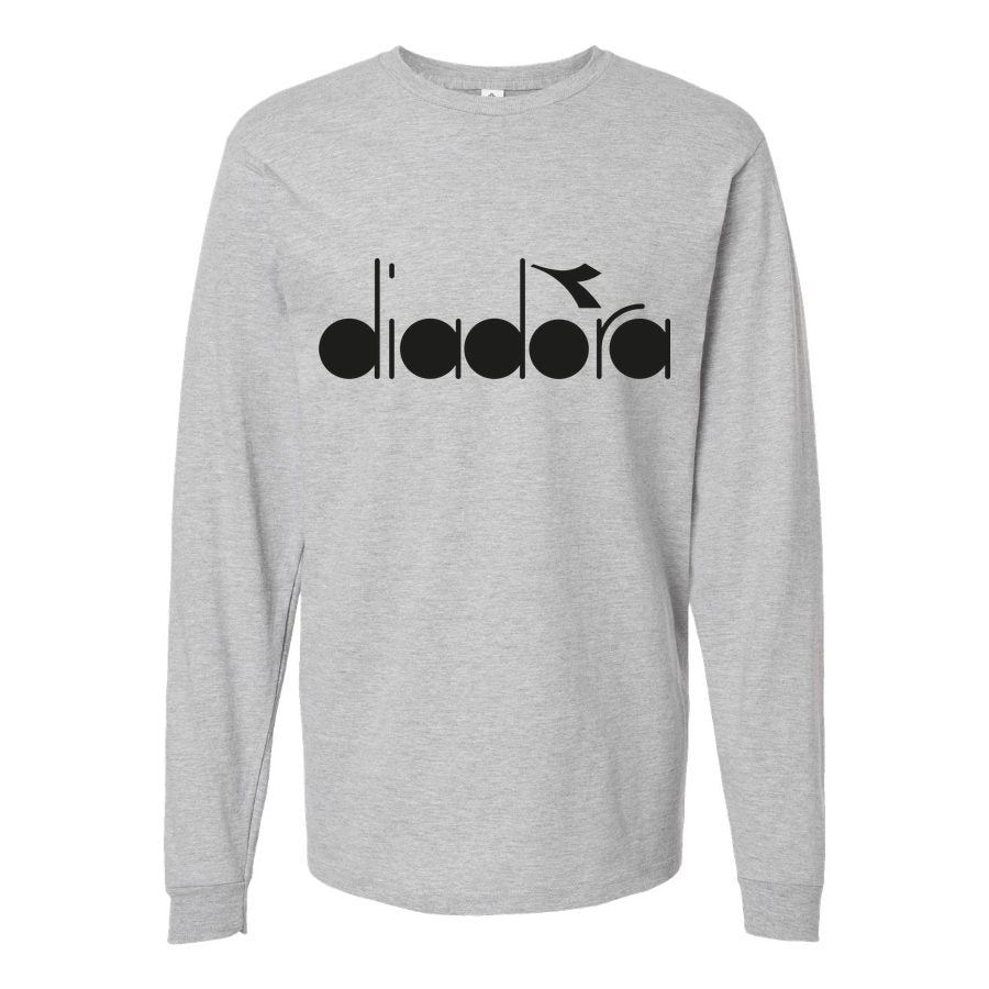 Men's Diadora-logo-1536x864 Long sleeves Cotton Blend T-Shirt - Gray