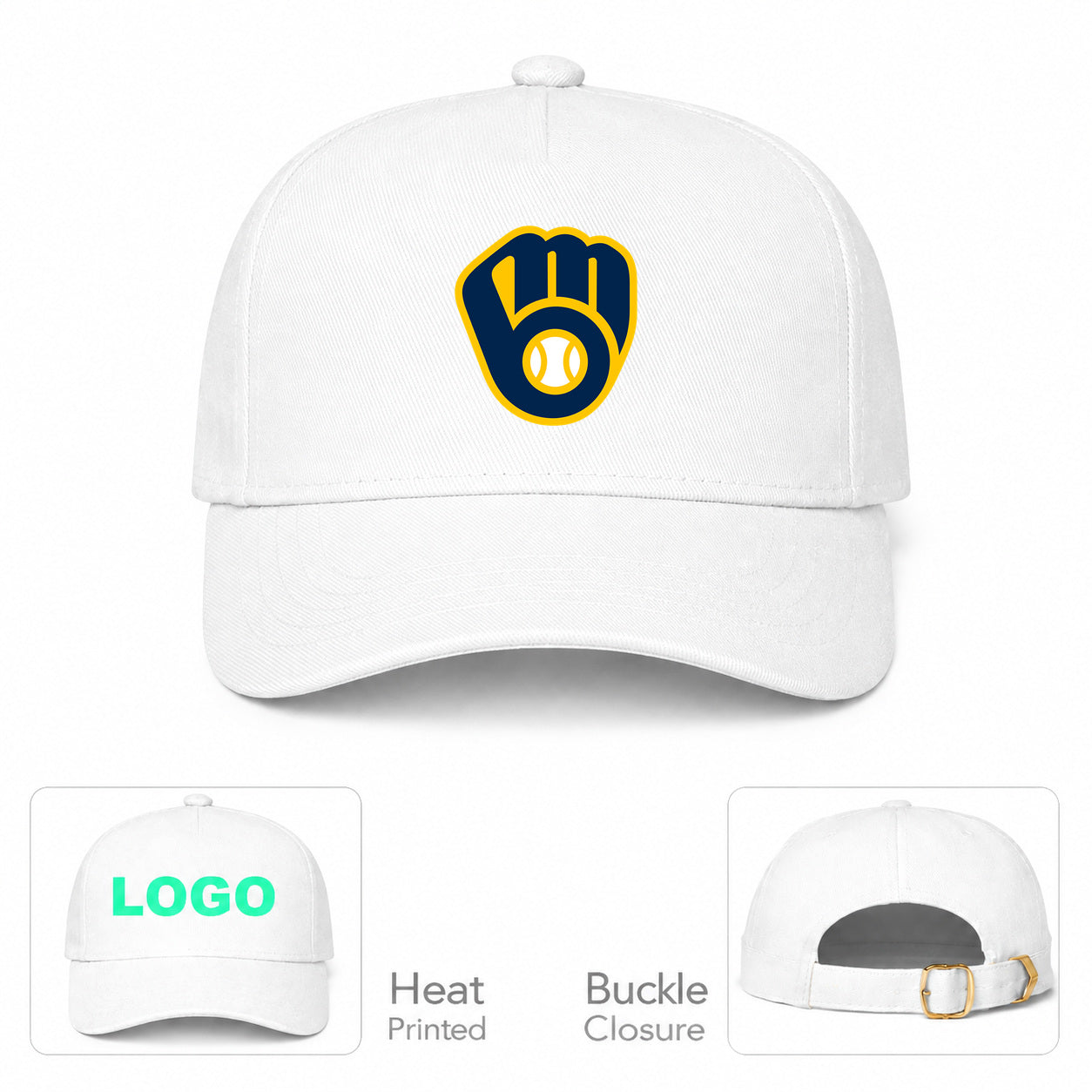 MLB Milwaukee Brewers Baseball Cap Hat - White