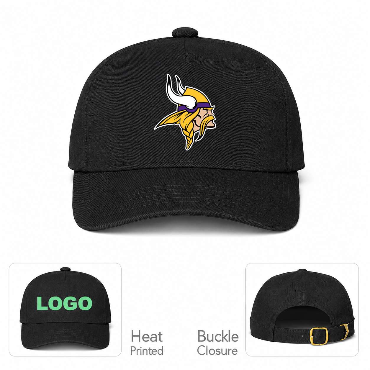 Minnesota Vikings Black Baseball Cap Hat