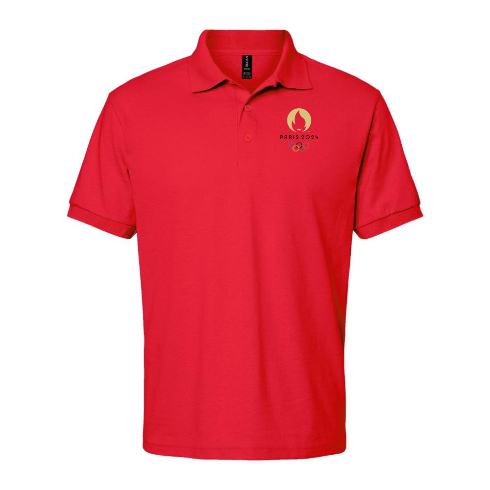 Men's Olympics 2024 Paris Black Logo Dry Blend Polo - Red