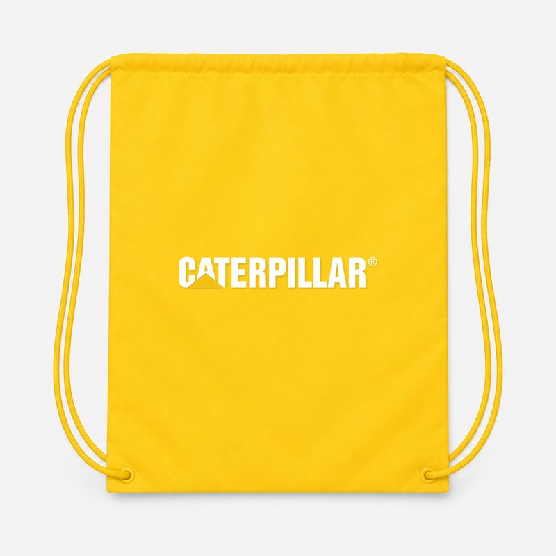 Caterpillar White Drawstring Bag - Yellow