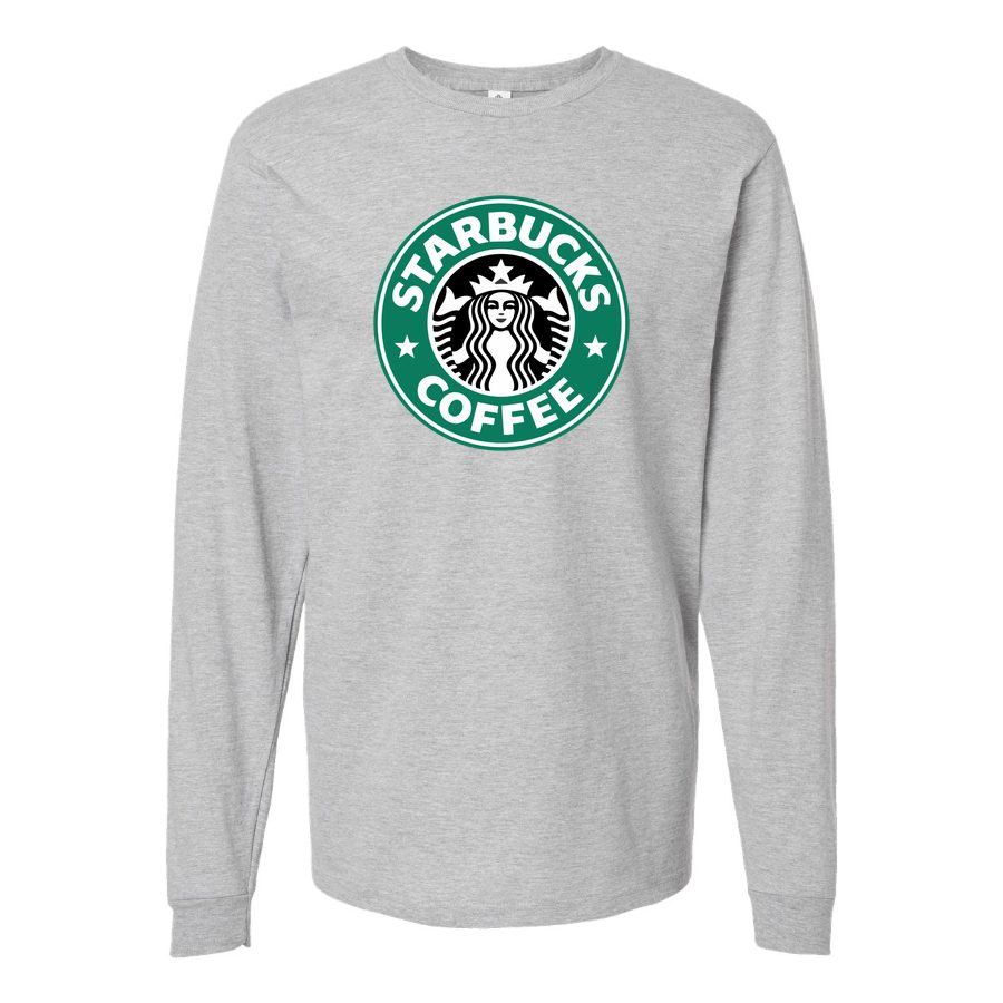 Men's starbucks-logo-starbucks-icon-transparent-free-png Long sleeves Cotton Blend T-Shirt - Gray