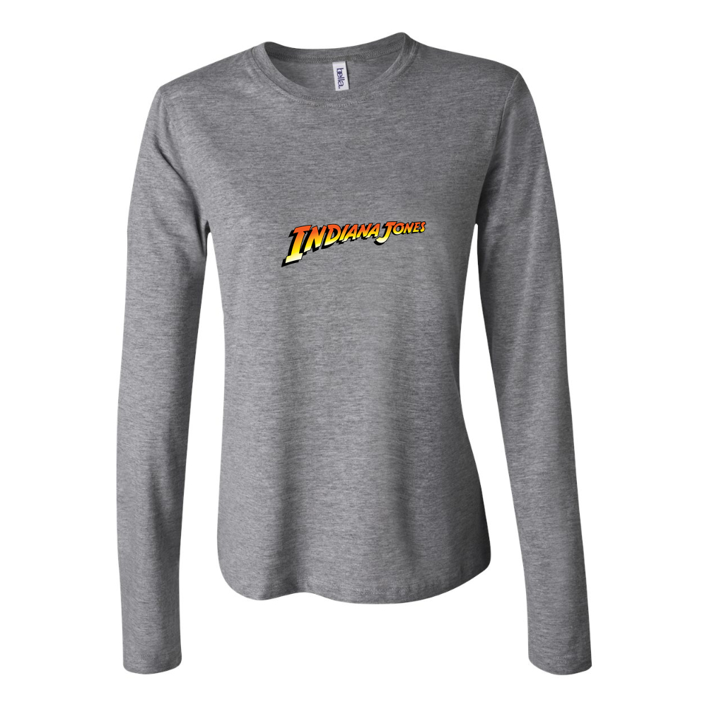 Women's Indiana Jones logo PNG1 Long Sleeve T-Shirt - Gray