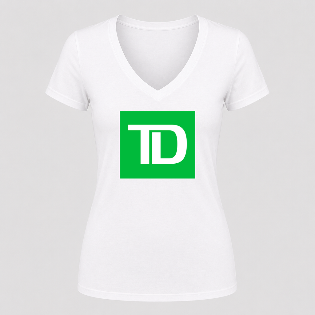 Women's TD Bank V Neck T-Shirt in white