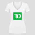 Women's TD Bank V Neck T-Shirt in white