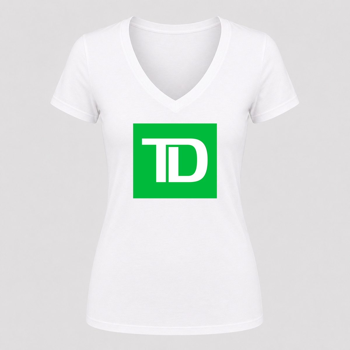 Women's TD Bank V Neck T-Shirt in white