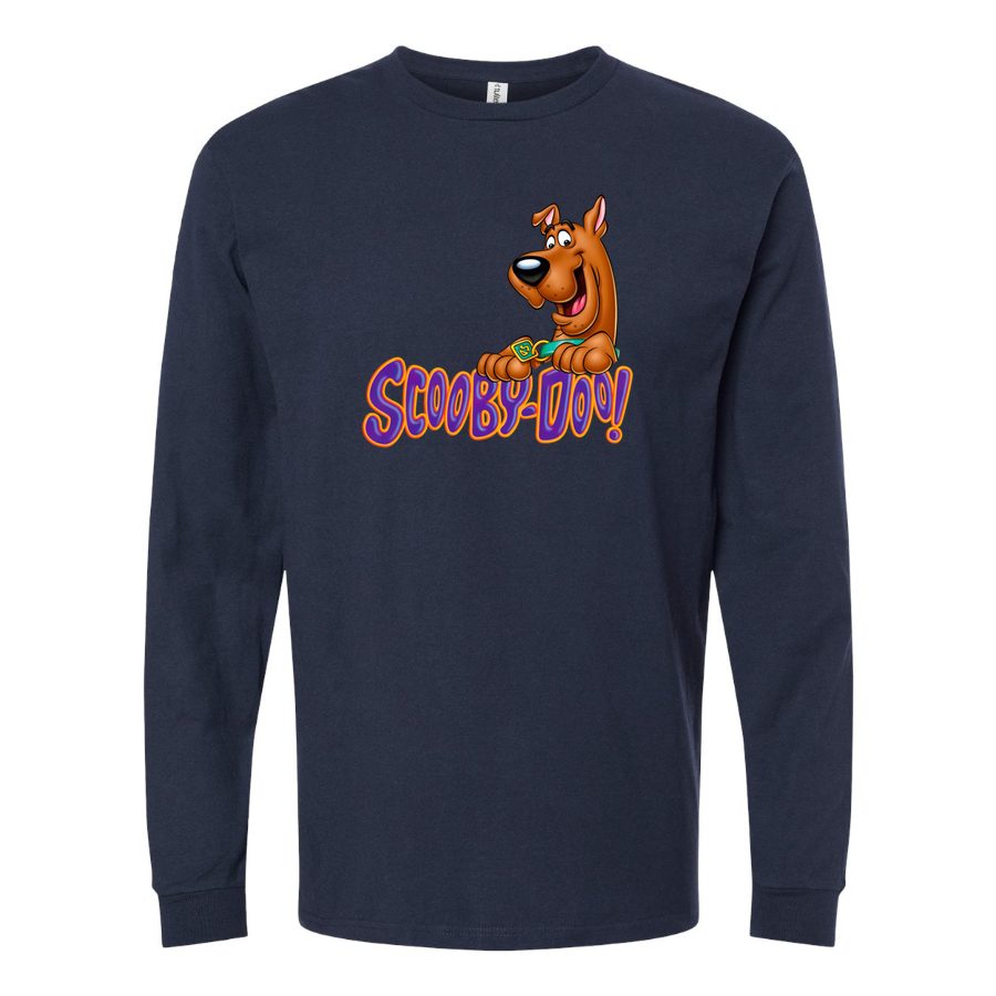 Men's Scooby-Doo-Logo-768x432 Long sleeves Cotton Blend T-Shirt - Navy