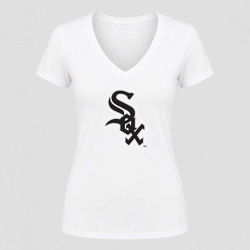 Women's Chicago White Sox V Neck T-Shirt in white
