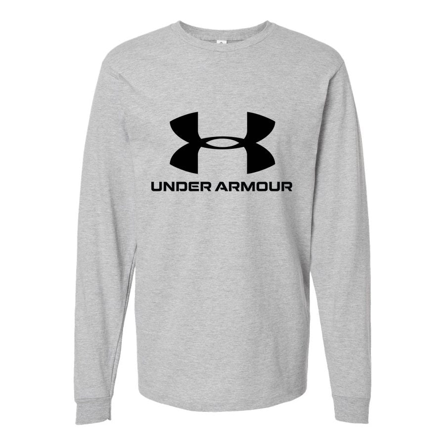 Men's Under-Armour-logo-1536x968 Long sleeves Cotton Blend T-Shirt - Gray