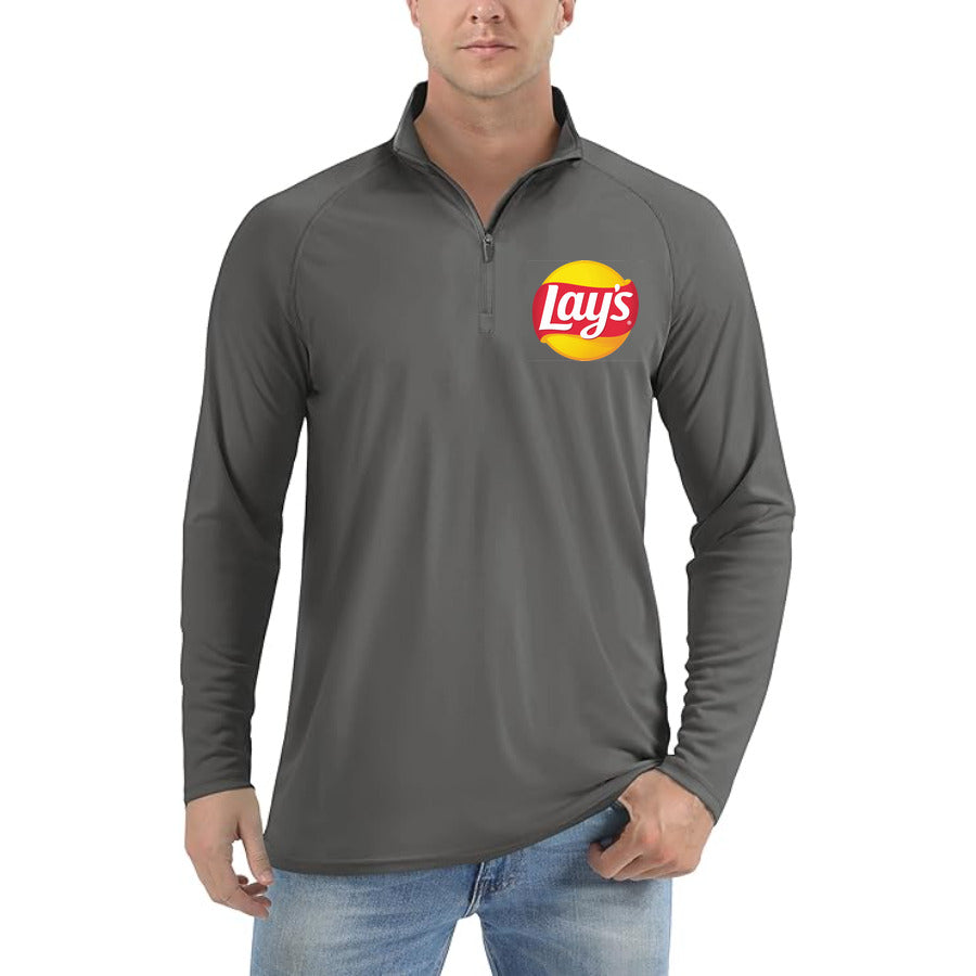 Lays Logo quarter-zip athletic shirt in Dark Gray