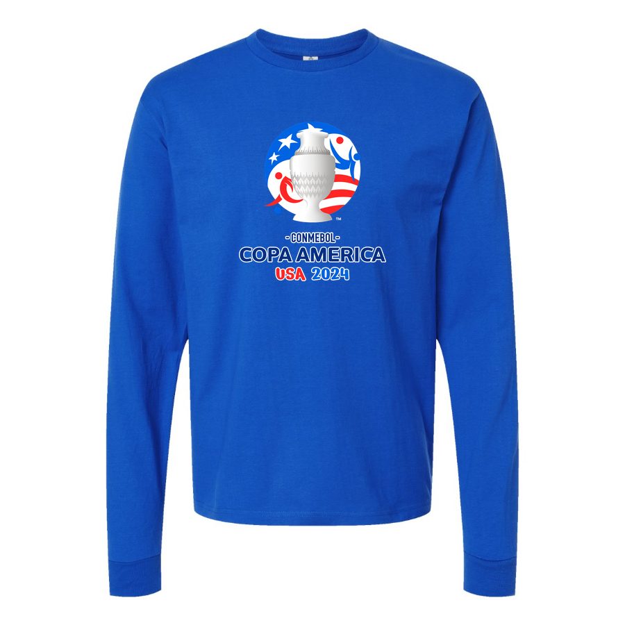 Men's Copa América 2024 logo Long sleeves Cotton Blend T-Shirt - Blue