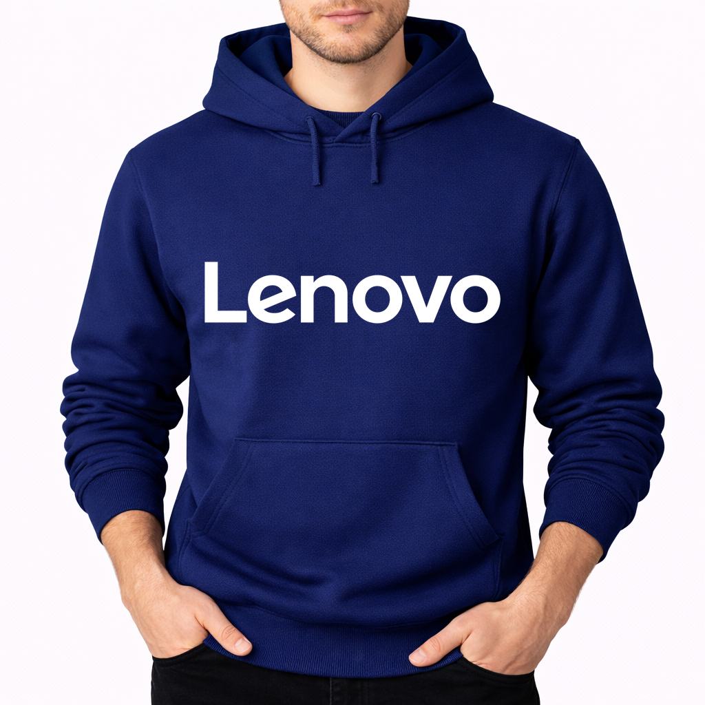 Men's Lenovo White Pullover Hoodie - Navy