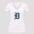 Women's Detroit Tigers V Neck T-Shirt in white