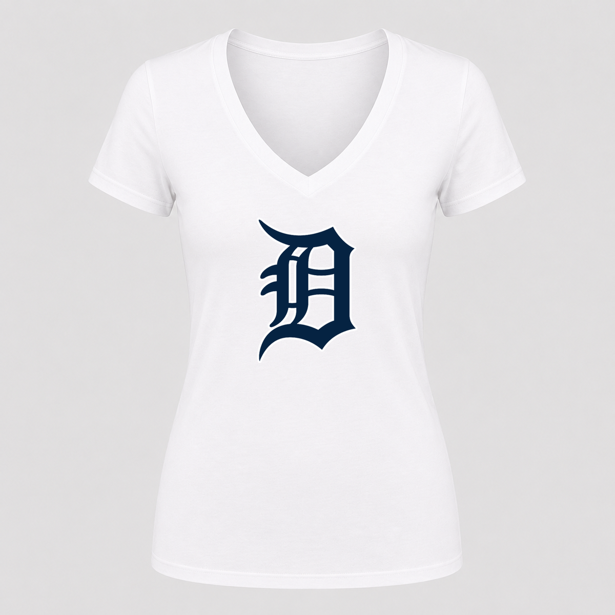 Women's Detroit Tigers V Neck T-Shirt in white