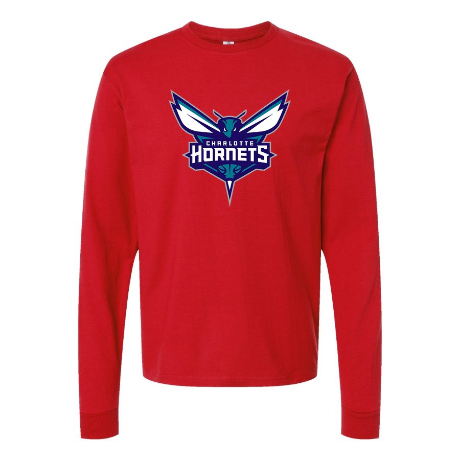 Men's Charlotte Hornets Long sleeves Cotton Blend T-Shirt - Red