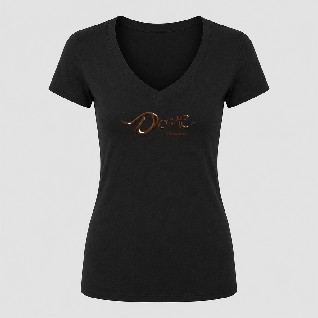Women's Dove Chocolate V Neck T-Shirt in black