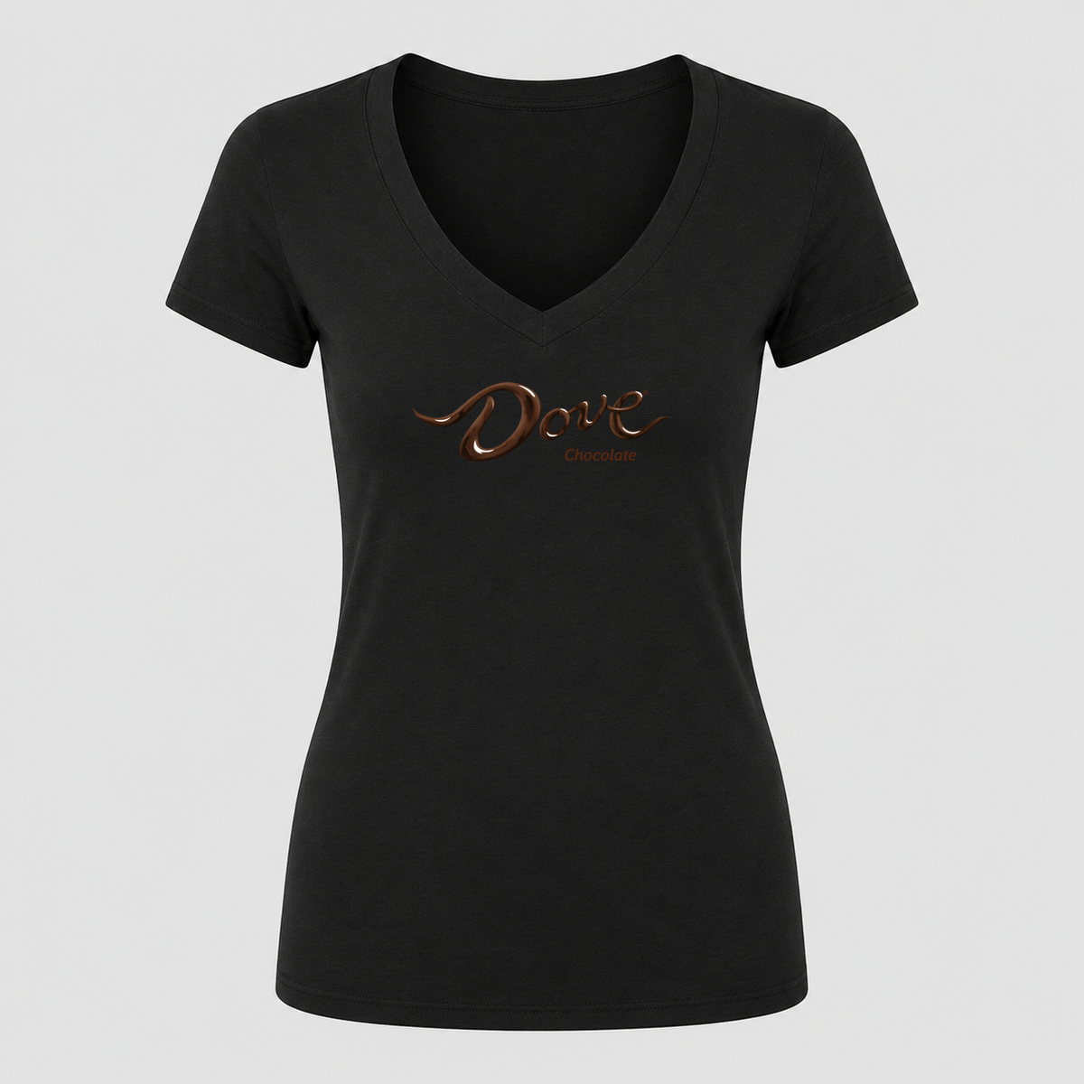 Women's Dove Chocolate V Neck T-Shirt in black