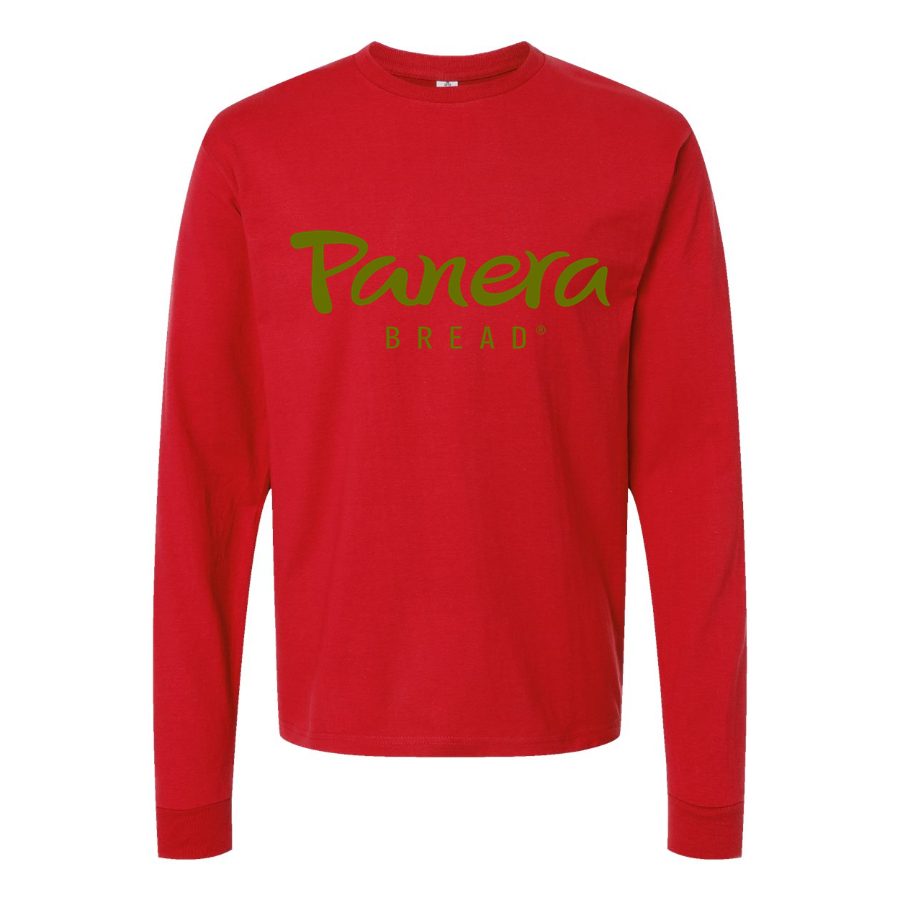 Men's Panera-Bread-logo Long sleeves Cotton Blend T-Shirt - Red