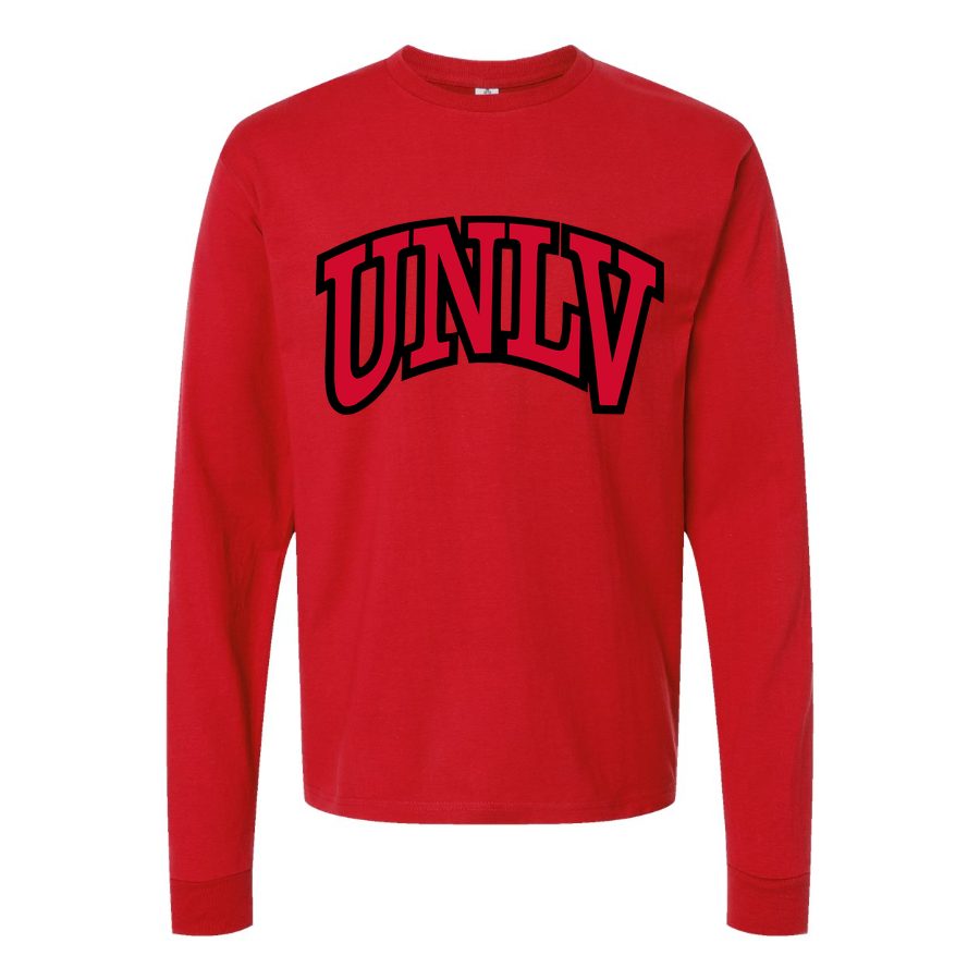 Men's UNLV Rebels Logo Long sleeves Cotton Blend T-Shirt - Red