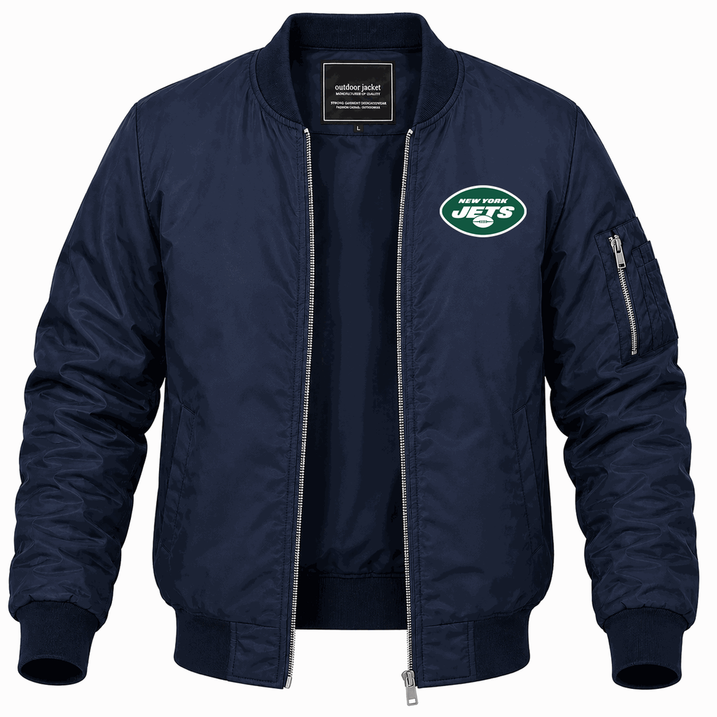 Men's New York Jets Lightweight Bomber Jacket - Navy