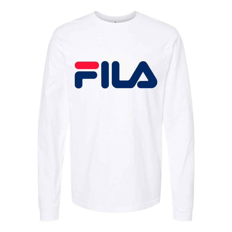 Men's Fila-logo-1536x864 Long sleeves Cotton Blend T-Shirt - White