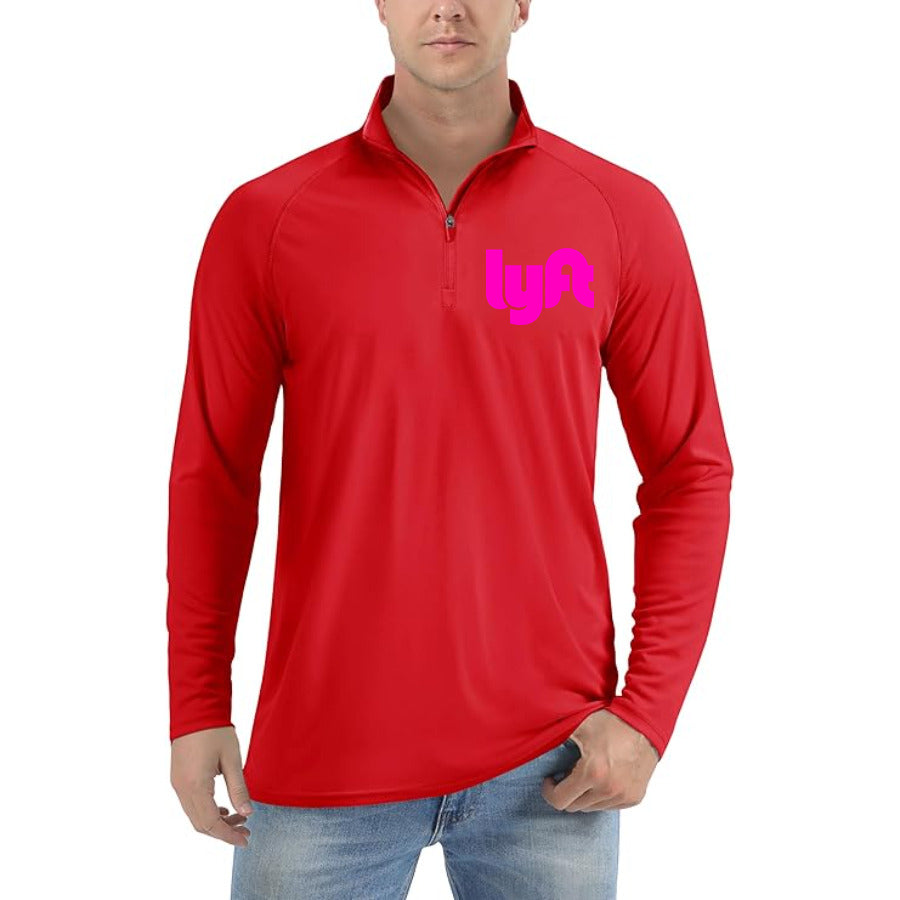 Lyft pink quarter-zip athletic shirt in Red