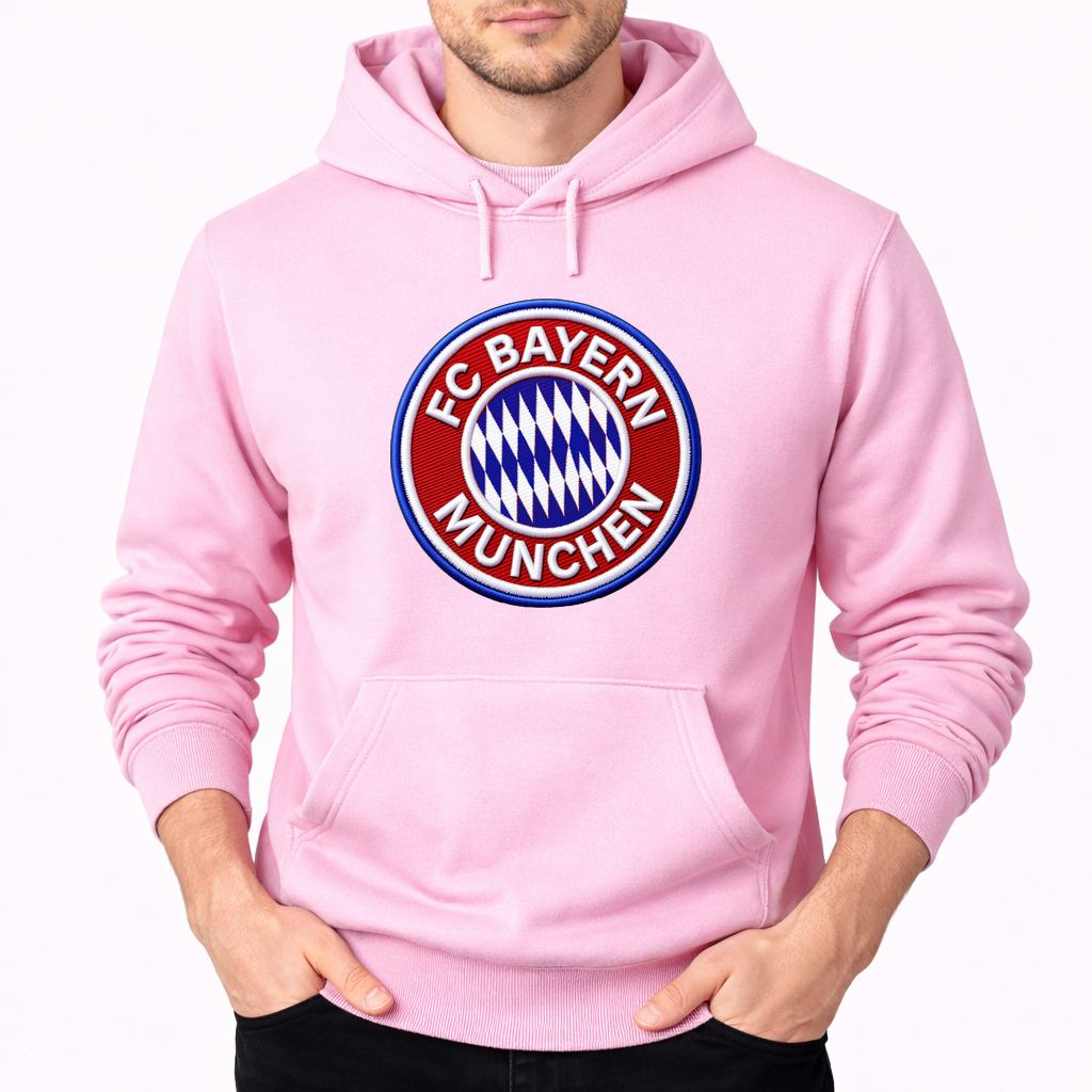 Men's FC Bayern Munich Soccer Embroidery Pullover Hoodie - Pink