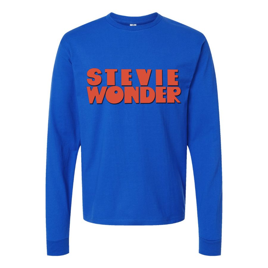 Men's Stevie-Wonder-Logo Long sleeves Cotton Blend T-Shirt - Blue