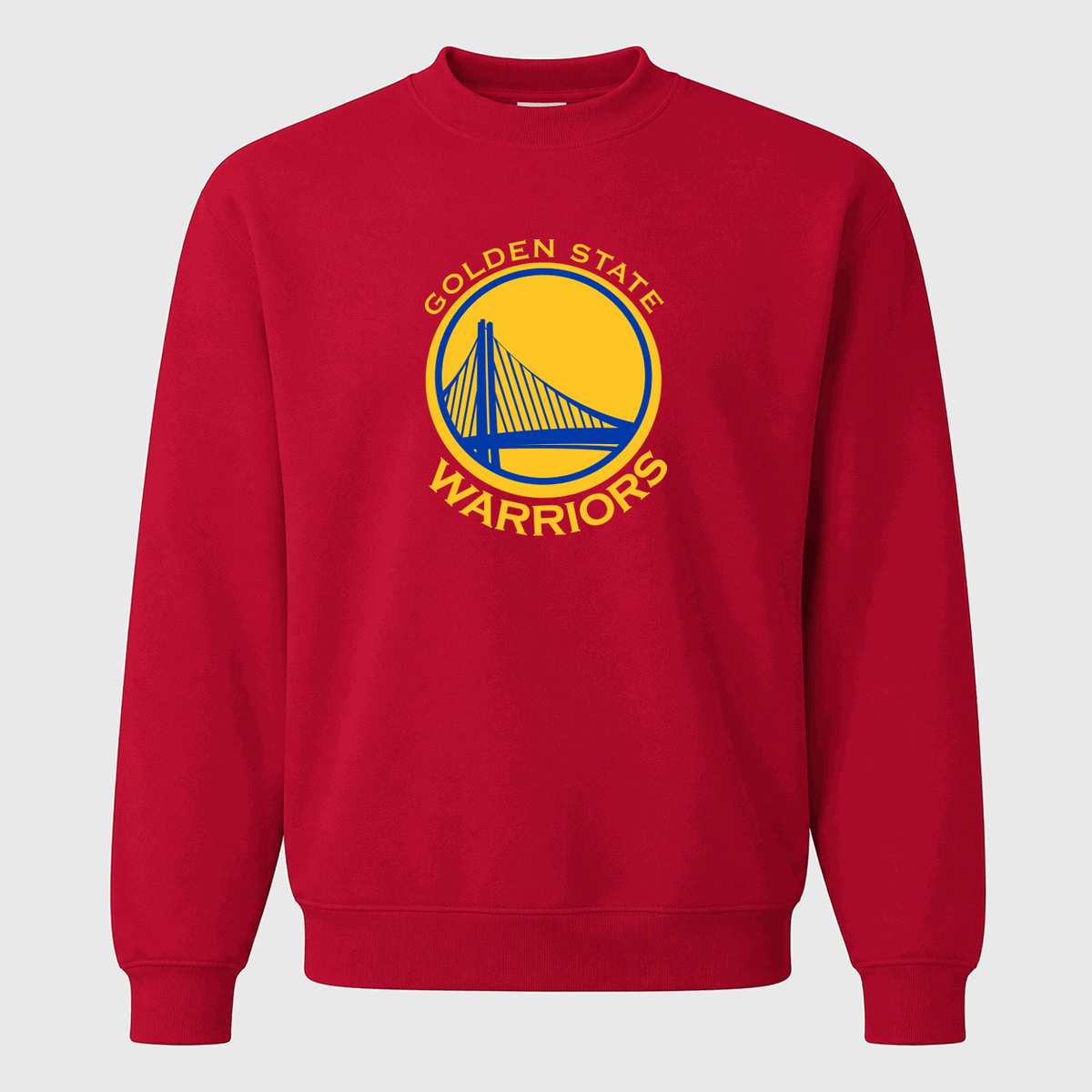 Men's Golden State Warriors Yellow Logo Crewneck Sweatshirt - Red