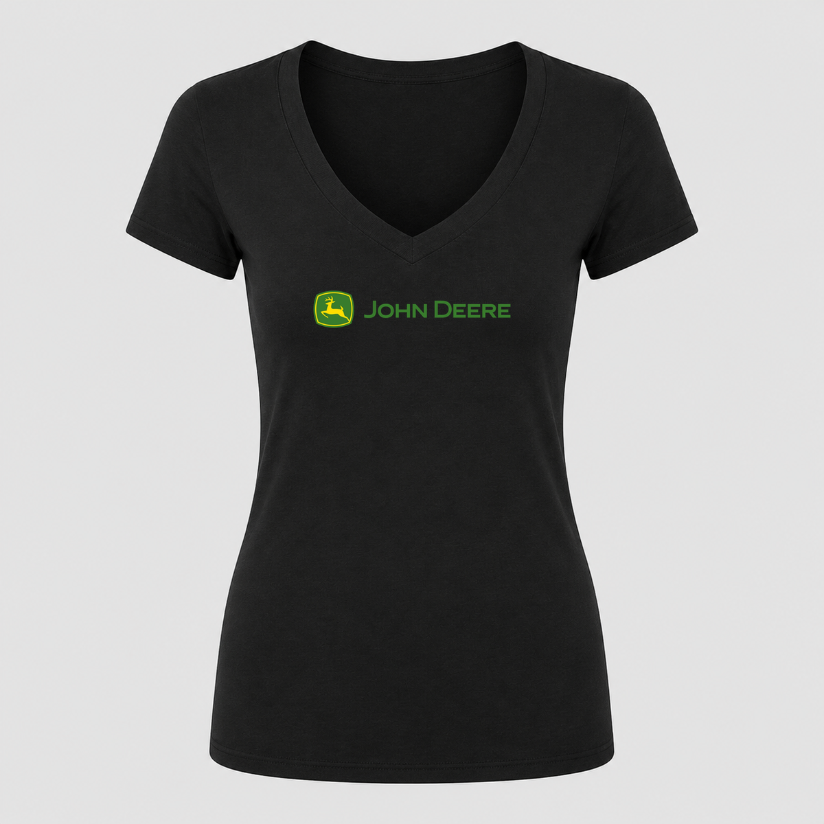 Women's John Deere V Neck T-Shirt in black