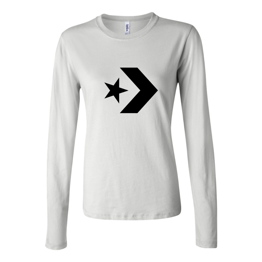 Women's Converse logo 1536x864 Long Sleeve T-Shirt - White