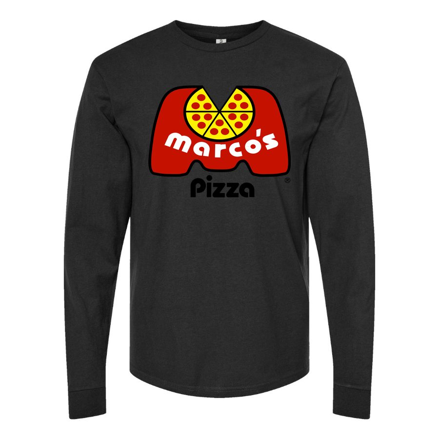 Men's Logo-Marcos-Pizza-1536x864 Long sleeves Cotton Blend T-Shirt - Black