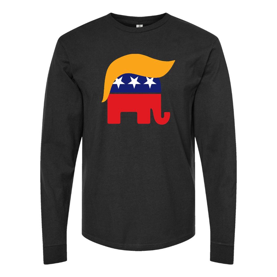 Men's donald trump hair gop elephant logo wall sticker-r6fb7e6cf844845ccb4e2a66abb61a58c kouf2 8byvr 644 Long sleeves Cotton Blend T-Shirt - Black