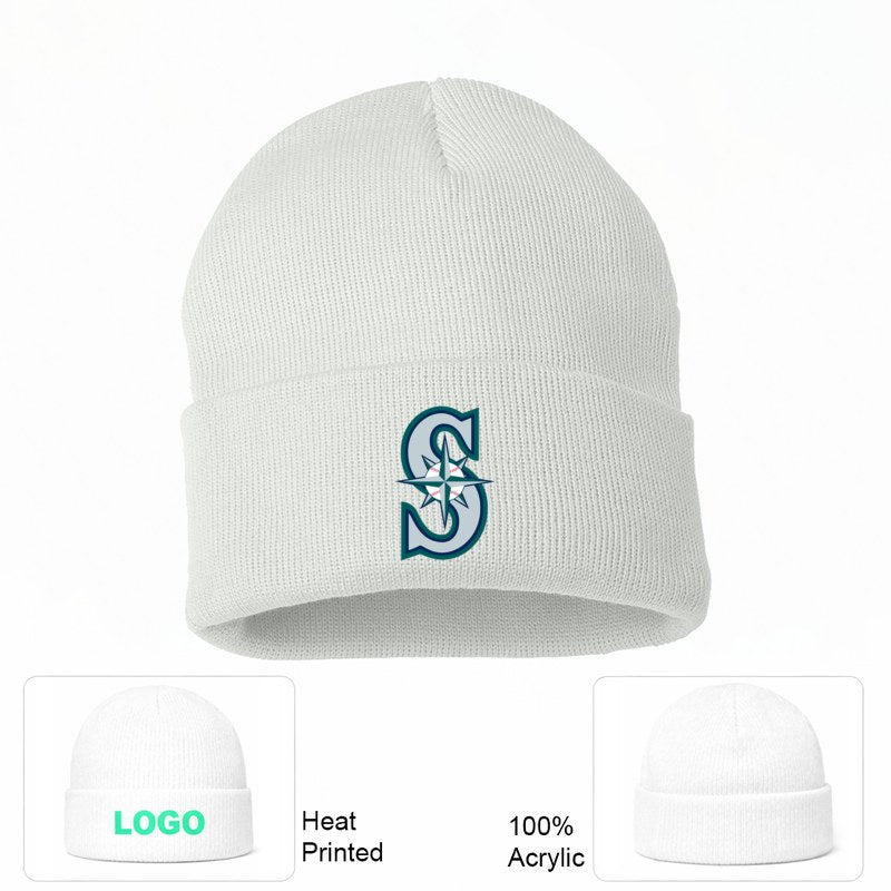 MLB Seattle Mariners Beanie Hat - White