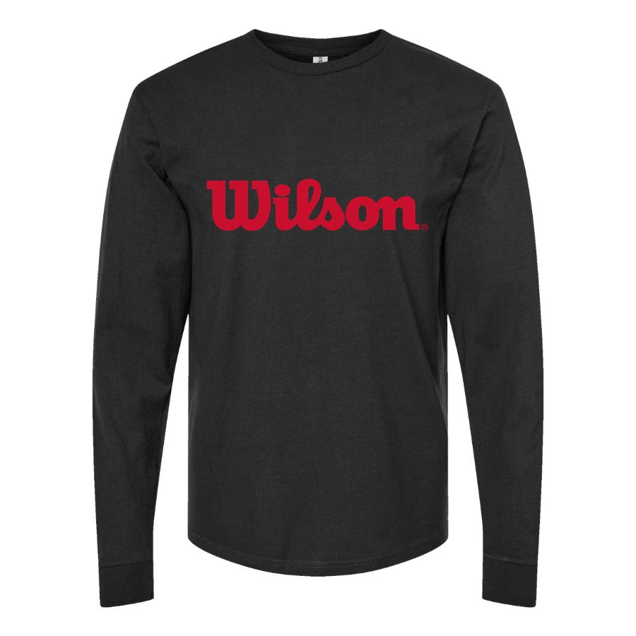 Men's Wilson-Logo-1024x640 Long sleeves Cotton Blend T-Shirt - Black