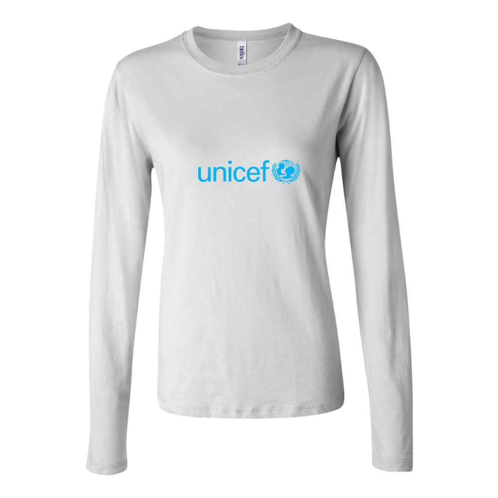 Women's UNICEF logo 1536x864 Long Sleeve T-Shirt - White