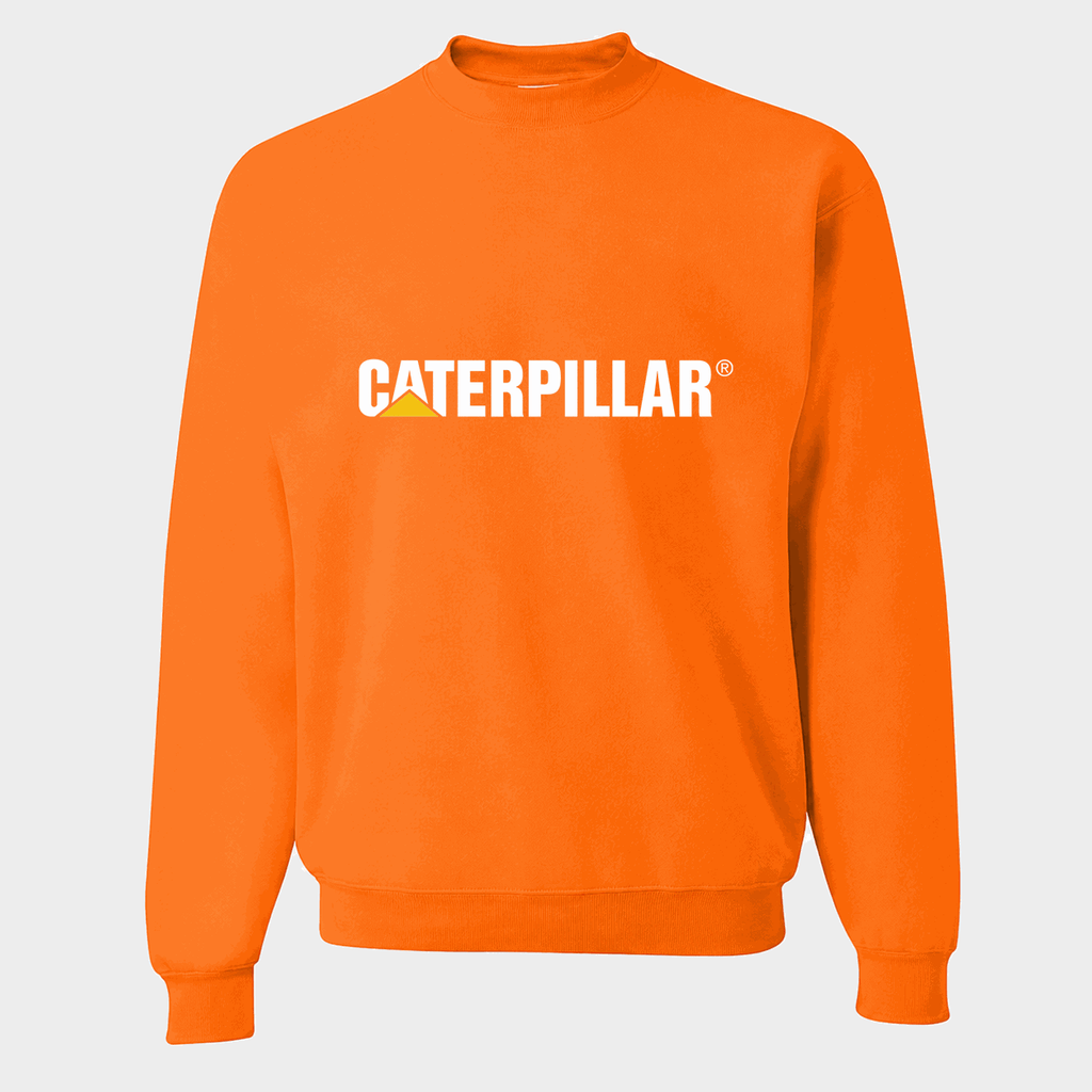 Men's Caterpillar White Logo Crewneck Sweatshirt - Orange